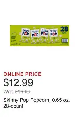 Costco Skinny Pop Popcorn, 0.65 oz, 28-count offer