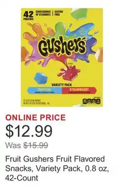 Costco Fruit Gushers Fruit Flavored Snacks, Variety Pack, 0.8 oz, 42-Count offer