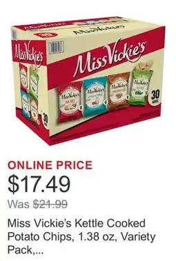 Costco Miss Vickie's Kettle Cooked Potato Chips, 1.38 oz, Variety Pack, 30-count offer