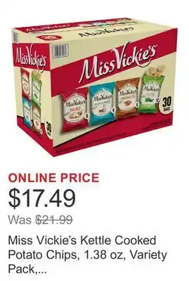 Costco Miss Vickie's Kettle Cooked Potato Chips, 1.38 oz, Variety Pack, 30-count offer