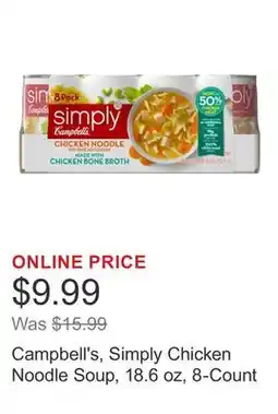Costco Campbell's, Simply Chicken Noodle Soup, 18.6 oz, 8-Count offer