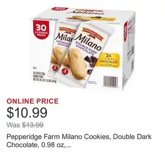 Costco Pepperidge Farm Milano Cookies, Double Dark Chocolate, 0.98 oz, 30-count offer
