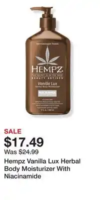 Ulta Beauty Hempz Vanilla Lux Herbal Body Moisturizer With Niacinamide offer