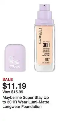 Ulta Beauty Maybelline Super Stay Up to 30HR Wear Lumi-Matte Longwear Foundation offer