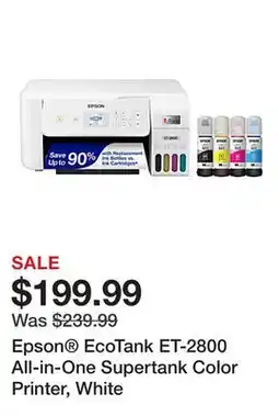 Office Depot Epson EcoTank ET-2800 All-in-One Supertank Color Printer, White offer