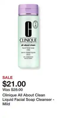 Ulta Beauty Clinique All About Clean Liquid Facial Soap Cleanser - Mild offer