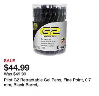 Office Depot Pilot G2 Retractable Gel Pens, Fine Point, 0.7 mm, Black Barrel, Black Ink, Pack Of 36 Pens offer