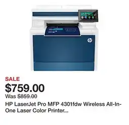 Office Depot HP LaserJet Pro MFP 4301fdw Wireless All-In-One Laser Color Printer (4RA82F) offer