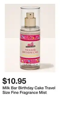 Bath & Body Works Milk Bar Birthday Cake Travel Size Fine Fragrance Mist offer