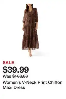 Belk Women's V-Neck Print Chiffon Maxi Dress offer
