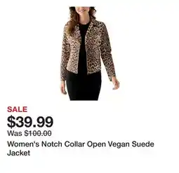 Belk Women's Notch Collar Open Vegan Suede Jacket offer