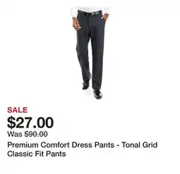 Belk Premium Comfort Dress Pants - Tonal Grid Classic Fit Pants offer