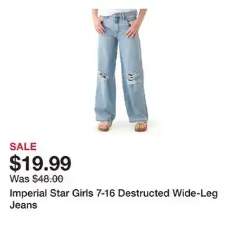 Belk Imperial Star Girls 7-16 Destructed Wide-Leg Jeans offer