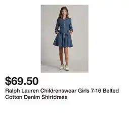 Belk Ralph Lauren Childrenswear Girls 7-16 Belted Cotton Denim Shirtdress offer