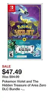 Game Stop Pokemon Violet and The Hidden Treasure of Area Zero DLC Bundle - Nintendo Switch offer