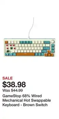 Game Stop GameStop 68% Wired Mechanical Hot Swappable Keyboard - Brown Switch offer