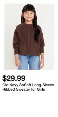 Old Navy Old Navy SoSoft Long-Sleeve Ribbed Sweater for Girls offer