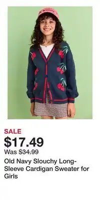 Old Navy Old Navy Slouchy Long-Sleeve Cardigan Sweater for Girls offer