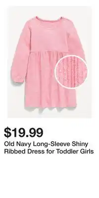 Old Navy Old Navy Long-Sleeve Shiny Ribbed Dress for Toddler Girls offer