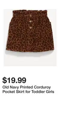 Old Navy Old Navy Printed Corduroy Pocket Skirt for Toddler Girls offer