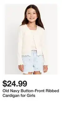 Old Navy Old Navy Button-Front Ribbed Cardigan for Girls offer