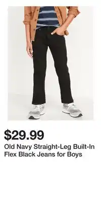 Old Navy Old Navy Straight-Leg Built-In Flex Black Jeans for Boys offer