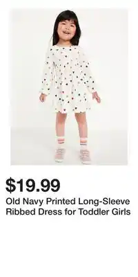 Old Navy Old Navy Printed Long-Sleeve Ribbed Dress for Toddler Girls offer