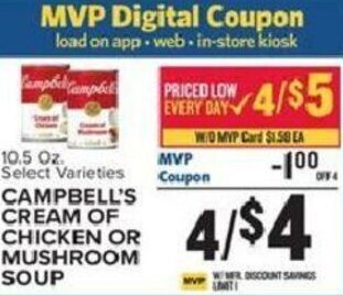 Food Lion Campbell's Cream Of Chicken Or Mushroom Soup offer