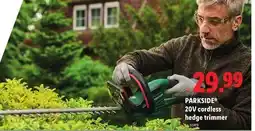 Lidl PARKSIDE 20V cordless hedge trimmer offer