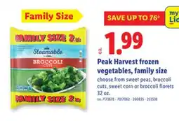 Lidl Peak Harvest frozen vegetables, family size offer