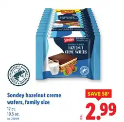 Lidl Sondey hazelnut creme wafers, family size offer