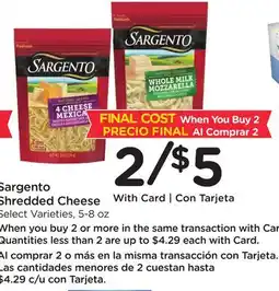 Ralphs Sargento Shredded Cheese offer