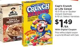 Ralphs Cap'n Crunch or Life Cereal offer