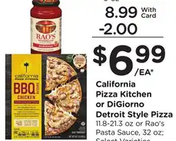 Ralphs California Pizza Kitchen or DiGiorno Detroit Style Pizza offer