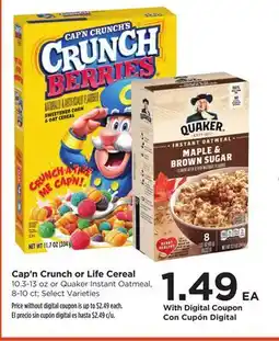 Food 4 Less Cap'n Crunch or Life Cereal offer