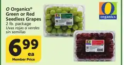 Albertsons O Organics Green or Red Seedless Grapes offer