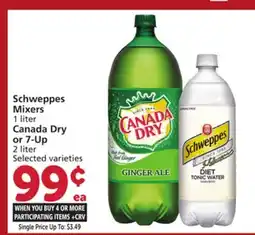 Albertsons Schweppes Mixers 1 liter Canada Dry or 7-Up 2 liter offer