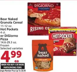 Albertsons Bear Naked Granola Cereal 11-12 oz. Hot Pockets 4 ct. or DiGiorno Pizza 14.6-29.3 oz offer