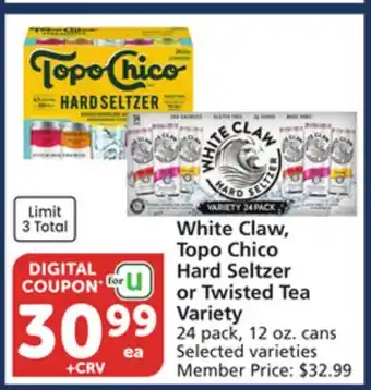 Albertsons White Claw, Topo Chico Hard Seltzer or Twisted Tea Variety offer