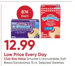 Stater Bros Smucker's Uncrustables Soft Bread Sandwiches offer