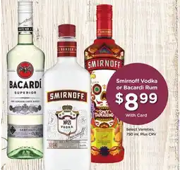 Ralphs Smirnoff Vodka or Bacardi Rum offer