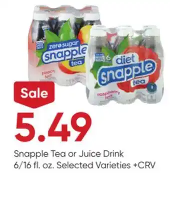 Stater Bros Snapple Tea or Juice Drink offer