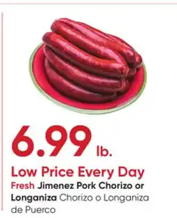 Stater Bros Fresh Jimenez Pork Chorizo or Longaniza Chorizo o Puerco offer