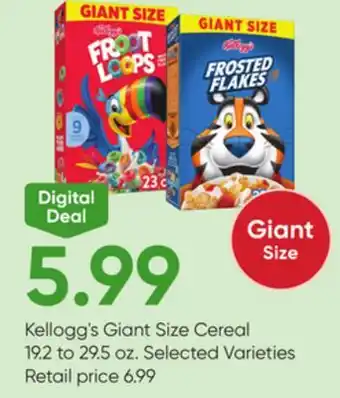 Stater Bros Kellogg's Giant Size Cereal offer