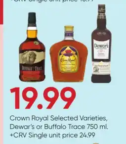 Stater Bros Crown Royal, Dewar's or Buffalo Trace offer