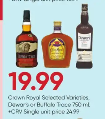 Stater Bros Crown Royal, Dewar's or Buffalo Trace offer