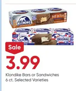 Stater Bros Klondike Bars or Sandwiches offer