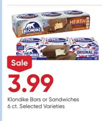 Stater Bros Klondike Bars or Sandwiches offer