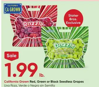 Stater Bros Red, Green or Black Seedless Grapes offer
