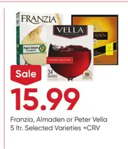 Stater Bros Franzia, Almaden or Peter Vella offer